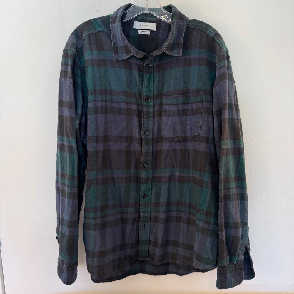 Urban Outfitters Blackwatch Flannel Shirt Mens Large Green Plaid 100% Cotton